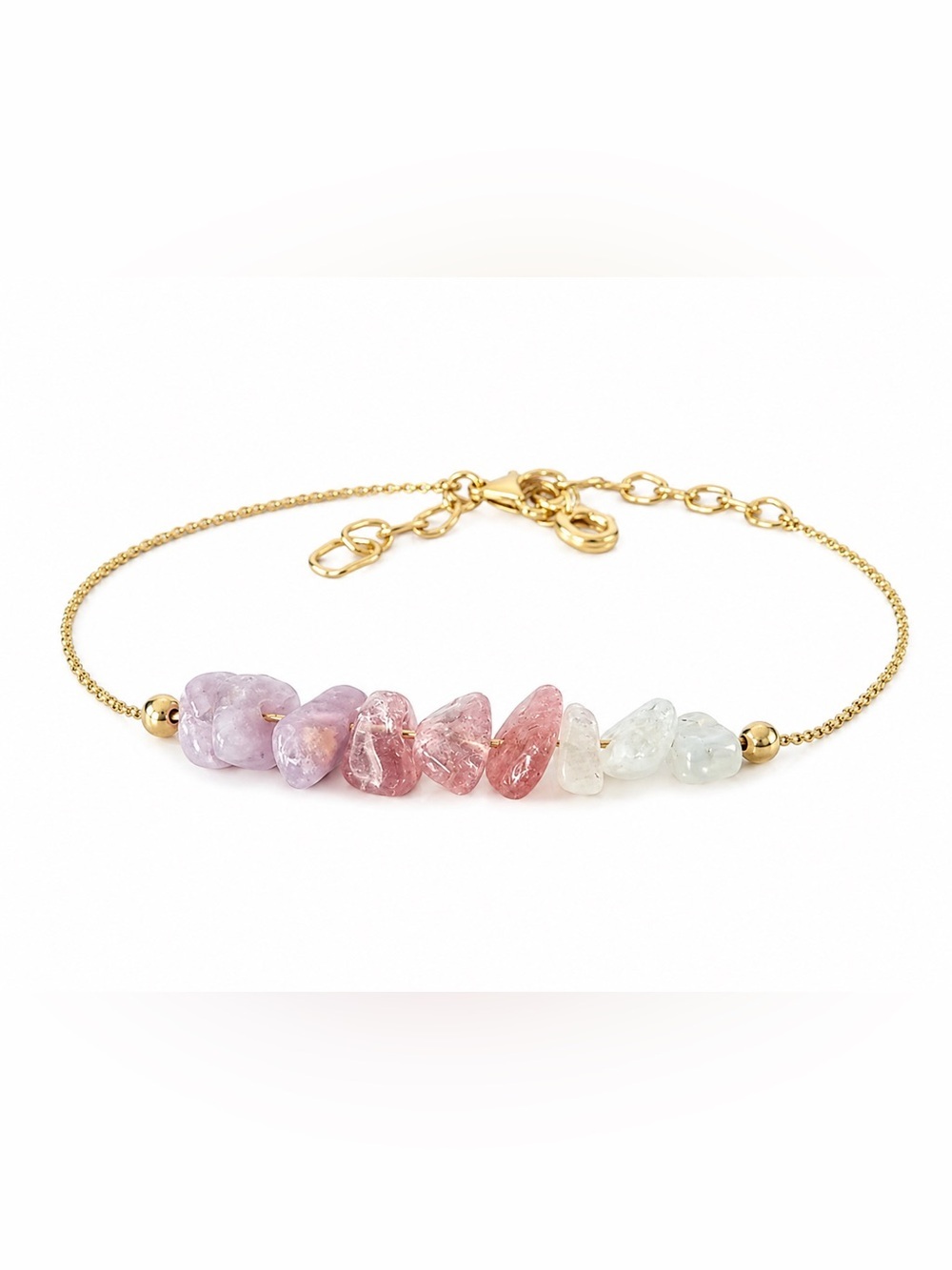 Menopause Gold Crystal Bracelet Strawberry Quartz Moonstone Lepidolite Balancing